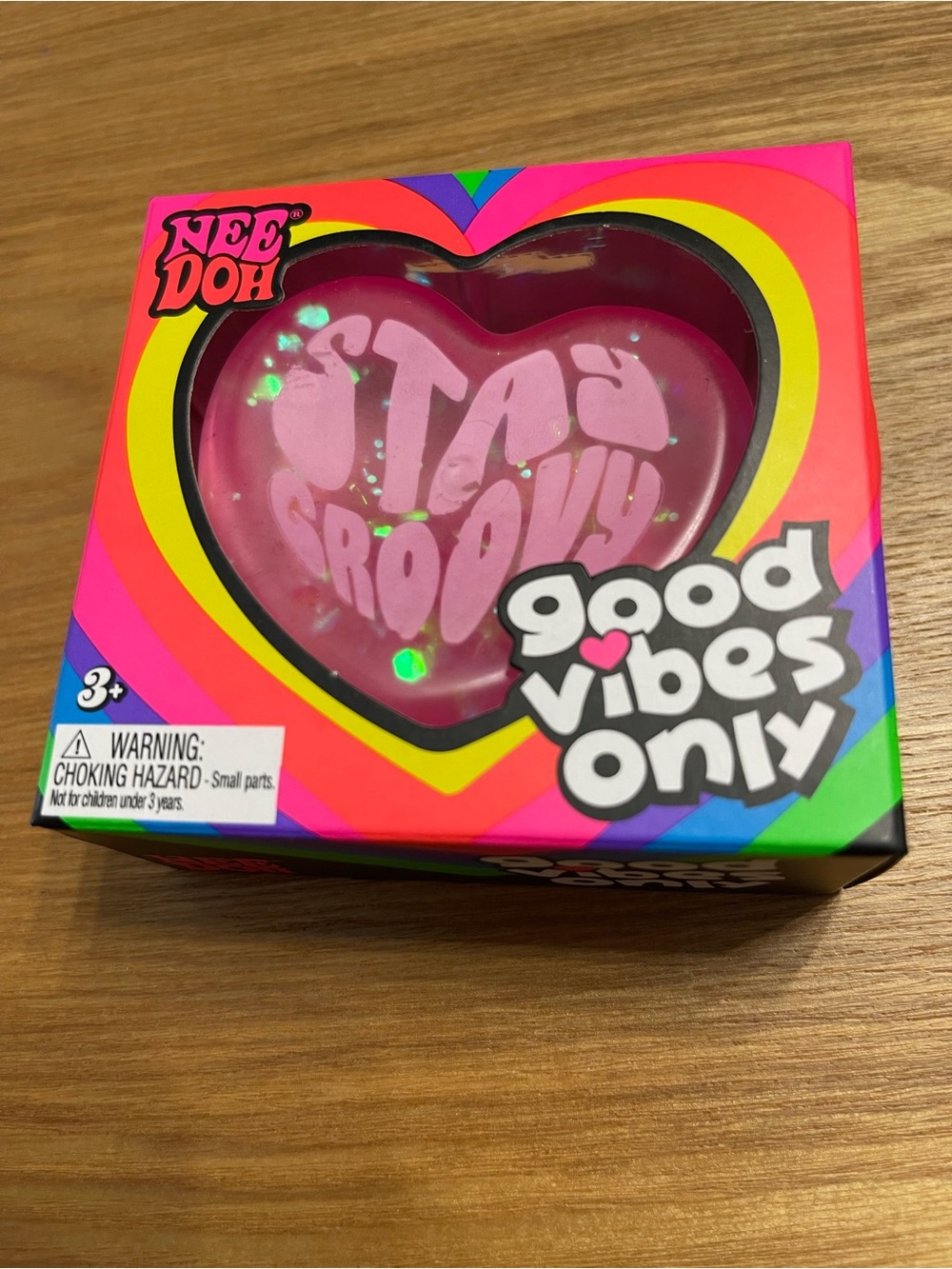 New NeeDoh Good Vibes Only Heart Stress Ball - Pink